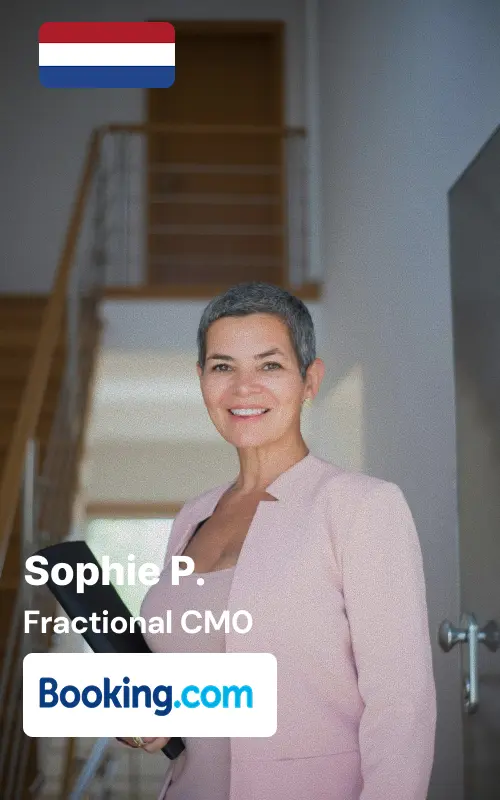 Professional headshot of Sophie P., Dutch Fractional Chief Marketing Officer and former Booking.com Netherlands executive, Amsterdam-based marketing consultant specializing in Dutch travel industry and Holland online marketplace expertise