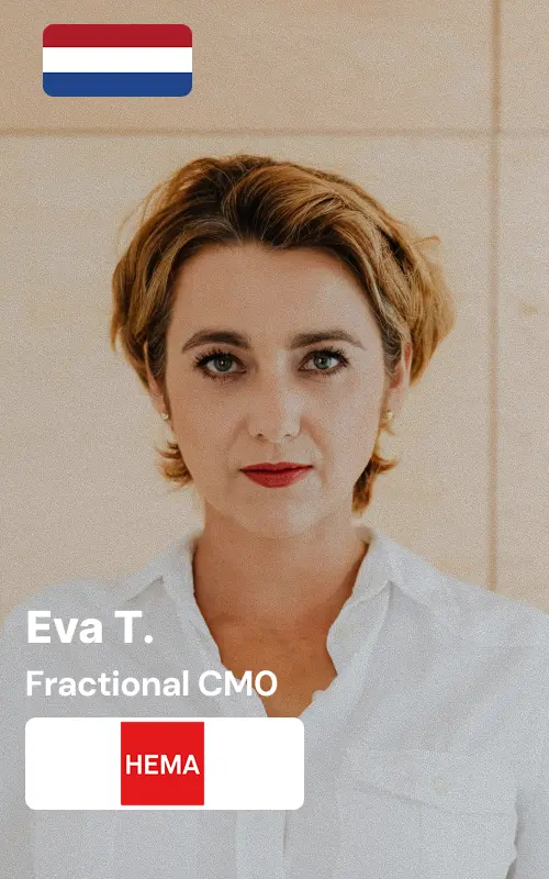 Professional headshot of Eva T., Dutch Fractional Chief Marketing Officer and former HEMA Netherlands executive, The Hague-based marketing consultant part of Mateerz network, specializing in Dutch retail and Holland department store sector expertise